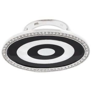 Sterling silver with rhodium plate-ring and mother of pearl